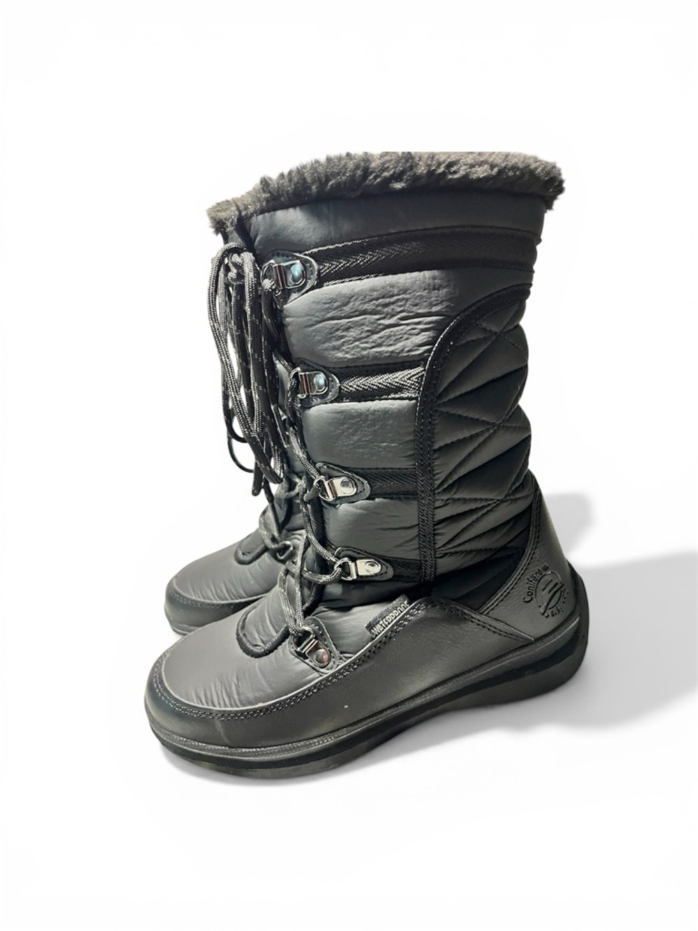 Black Winter Snow Boots Fur Lined Warm Outdoor Mid-Calf